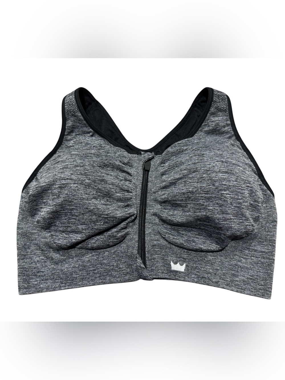 SHEFIT Gray Black Zip-Front Sports Bra Size 2 Luxe lounge bra